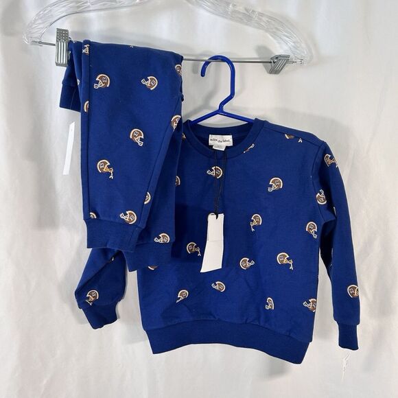 New Miles the Label Sweater Joggers Set Infant Boy 18M Blue Football Long Sleeve - Picture 1 of 8